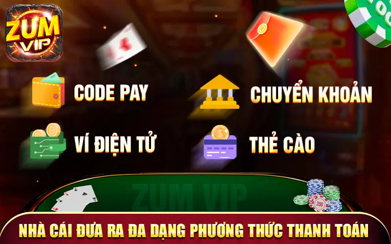 Nhà cái đưa ra đa dạng phương thức thanh toán